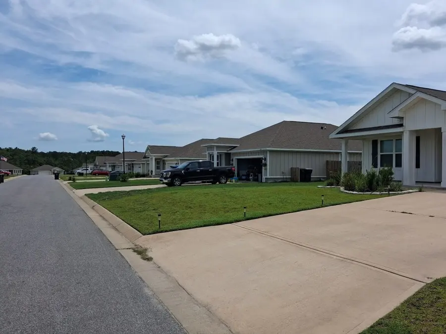 Freshly cut front lawn